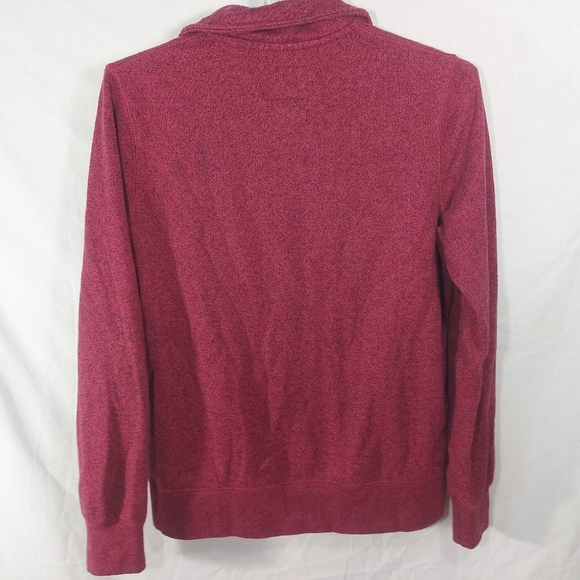 Roots 1/4 Zip Collared Heathered Cranberry Sweatshirt, Mens XS - Picture 8 of 9